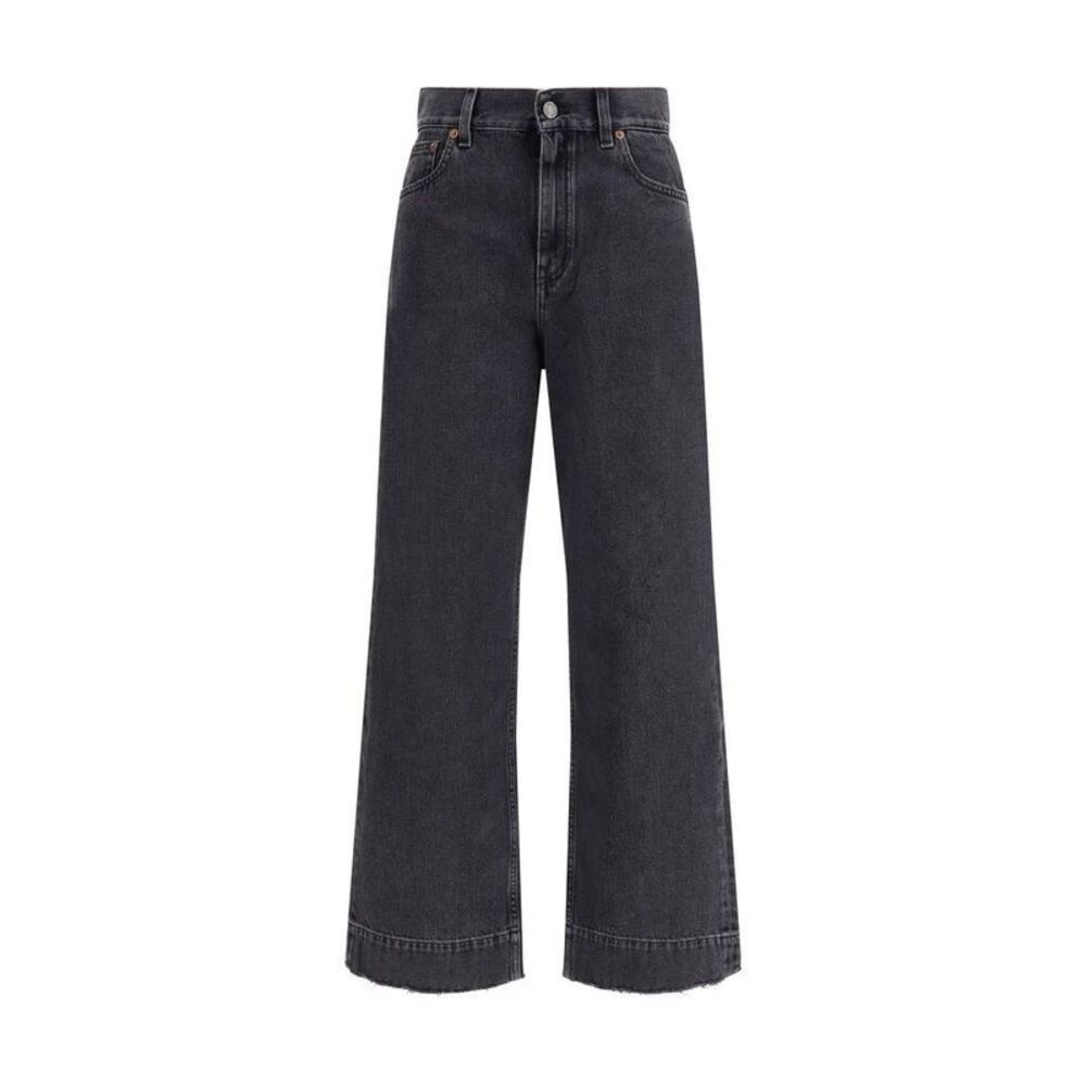 Chloe Cotton Cropped Jeans Women Black Jeans & Pants